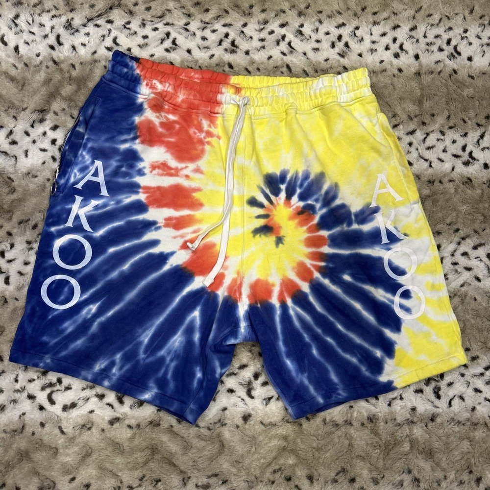 Rare Y2K‎ AKOO  Tie Dye Sweat Shorts Size 3XL